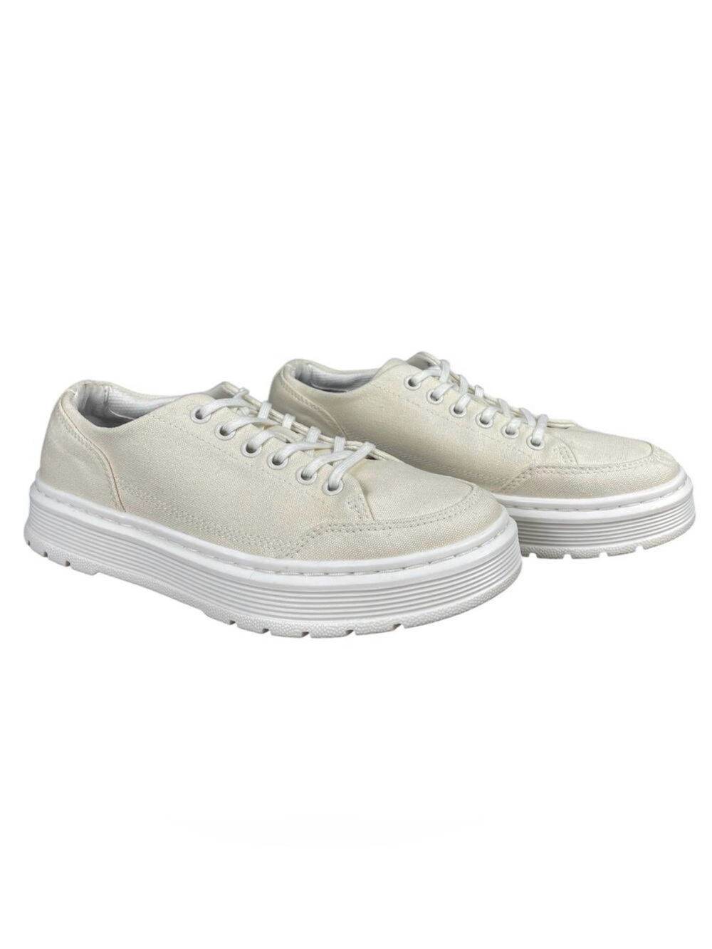 Dr. Martens Brookline 6 Eye Canvas Sneakers Cream Off White Ladies 7 Casual Shoe